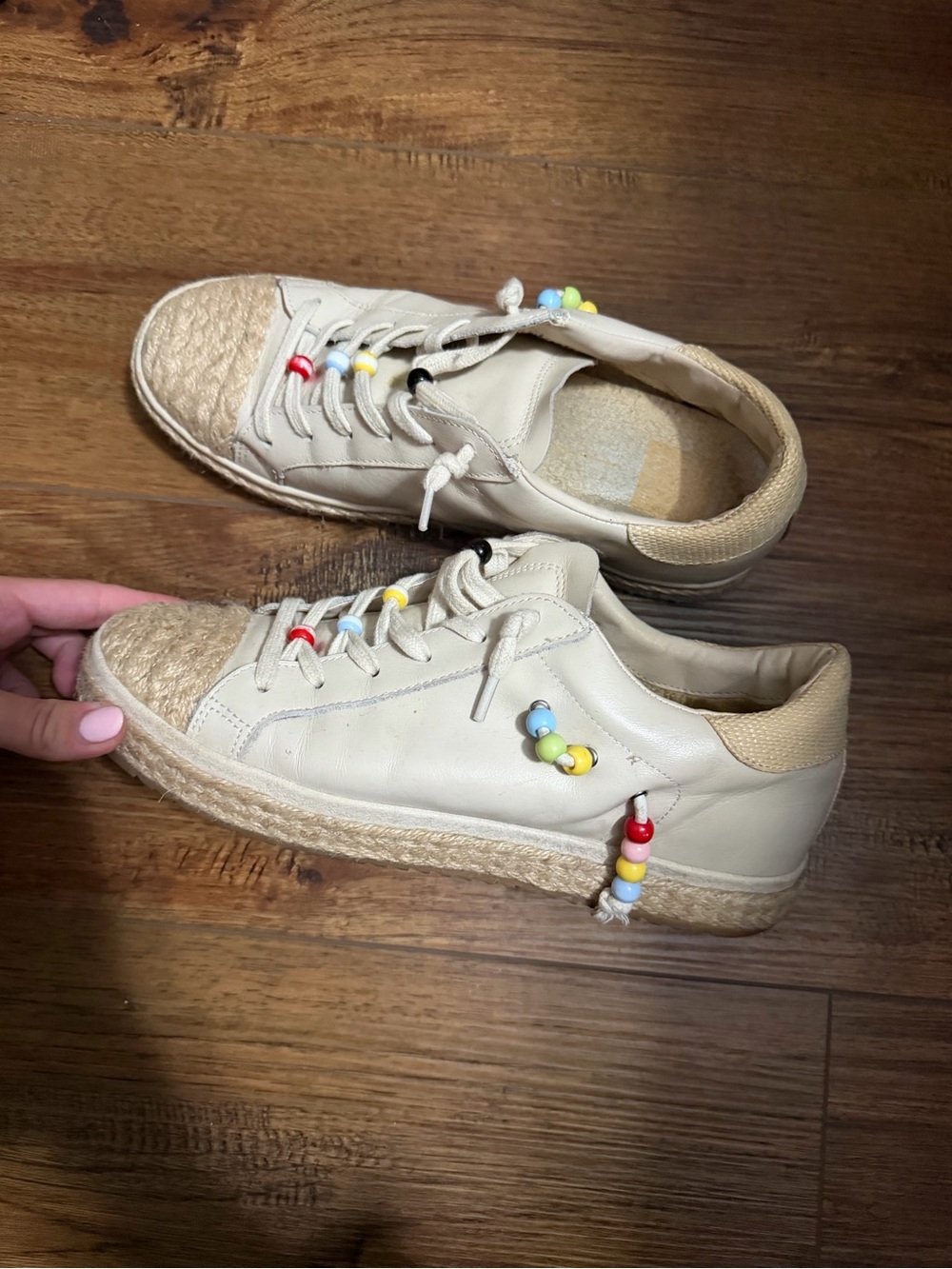 Dolce Vita Cream Platform Sneakers with Multicolor Bead Accents